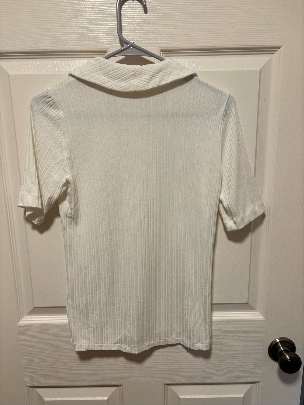 Madewell Ribbed Button Front Polo Top Ivory Cream Estimated Medium - Picture 7 of 8